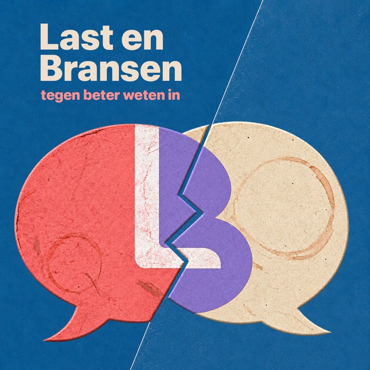 Logo van Last en Bransen: twee tekstballonnen die samen een L en een B vormen